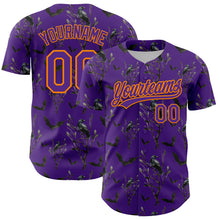 Load image into Gallery viewer, Custom Purple Bay Orange 3D Pattern Halloween Authentic Baseball Jersey