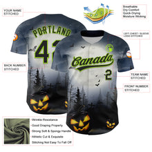 Load image into Gallery viewer, Custom Gray Black-Neon Green 3D Pattern Halloween Authentic Baseball Jersey