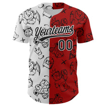 Load image into Gallery viewer, Custom Red Black-White 3D Pattern Halloween Authentic Baseball Jersey
