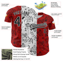 Load image into Gallery viewer, Custom Red Black-White 3D Pattern Halloween Authentic Baseball Jersey