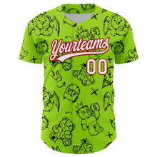 Load image into Gallery viewer, Custom Neon Green White-Red 3D Pattern Halloween Authentic Baseball Jersey