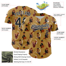 Load image into Gallery viewer, Custom Old Gold Black-White 3D Pattern Halloween Authentic Baseball Jersey