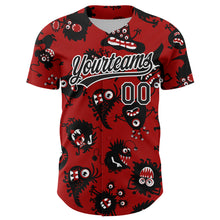Load image into Gallery viewer, Custom Red Black-White 3D Pattern Halloween Authentic Baseball Jersey