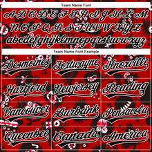 Load image into Gallery viewer, Custom Red Black-White 3D Pattern Halloween Authentic Baseball Jersey