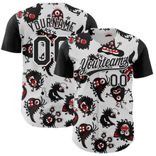 Load image into Gallery viewer, Custom White Black 3D Pattern Halloween Authentic Baseball Jersey