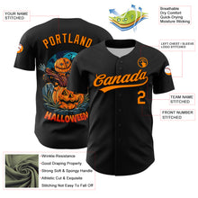 Load image into Gallery viewer, Custom Black Bay Orange-Brown 3D Pattern Halloween Authentic Baseball Jersey