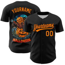Load image into Gallery viewer, Custom Black Bay Orange-Brown 3D Pattern Halloween Authentic Baseball Jersey