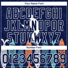 Load image into Gallery viewer, Custom Navy White 3D Pattern Design Fishing Performance T-Shirt