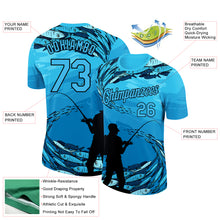 Load image into Gallery viewer, Custom Sky Blue Black 3D Pattern Design Fishing Performance T-Shirt