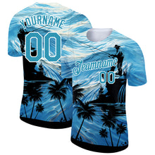 Load image into Gallery viewer, Custom Powder Blue Panther Blue-White 3D Pattern Design Fishing Performance T-Shirt