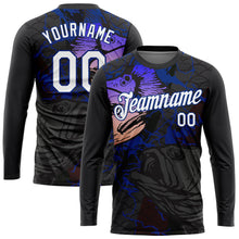 Load image into Gallery viewer, Custom Black White-Royal 3D Pattern Design Fish Performance T-Shirt