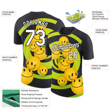 Load image into Gallery viewer, Custom Black White 3D Pattern Design Smile Emoji Performance T-Shirt