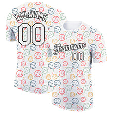 Load image into Gallery viewer, Custom White Black 3D Pattern Design Smile Emoji Performance T-Shirt