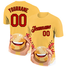 Load image into Gallery viewer, Custom Yellow Red-Black 3D Pattern Design Smile Emoji Performance T-Shirt