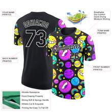 Load image into Gallery viewer, Custom Black White 3D Pattern Design Smile Emoji Performance T-Shirt