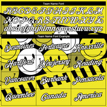 Load image into Gallery viewer, Custom Neon Yellow White-Black 3D Pattern Design Smile Emoji Performance T-Shirt