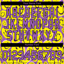 Load image into Gallery viewer, Custom Medium Purple Black 3D Pattern Design Smile Emoji Performance T-Shirt