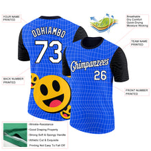 Load image into Gallery viewer, Custom Thunder Blue White-Black 3D Pattern Design Smile Emoji Performance T-Shirt