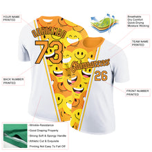 Load image into Gallery viewer, Custom White Bay Orange-Black 3D Pattern Design Smile Emoji Performance T-Shirt