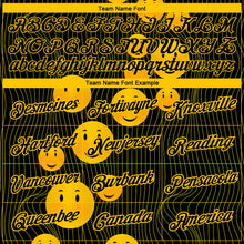 Load image into Gallery viewer, Custom Black Gold 3D Pattern Design Smile Emoji Performance T-Shirt