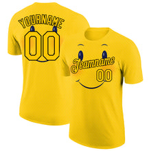 Load image into Gallery viewer, Custom Gold Black 3D Pattern Design Smile Emoji Performance T-Shirt