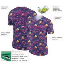 Load image into Gallery viewer, Custom Navy Pink 3D Pattern Design Flower Performance T-Shirt