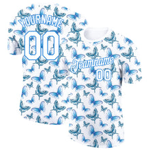 Load image into Gallery viewer, Custom White Powder Blue 3D Pattern Design Butterfly Performance T-Shirt