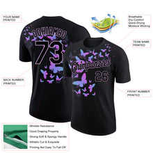 Load image into Gallery viewer, Custom Black Light Purple 3D Pattern Design Butterfly Performance T-Shirt