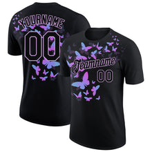 Load image into Gallery viewer, Custom Black Light Purple 3D Pattern Design Butterfly Performance T-Shirt
