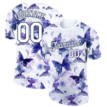 Load image into Gallery viewer, Custom White Navy 3D Pattern Design Butterfly Performance T-Shirt