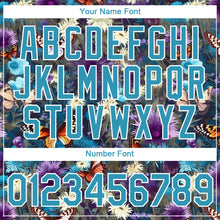 Load image into Gallery viewer, Custom Panther Blue Purple-White 3D Pattern Design Flower With Butterfly Performance T-Shirt