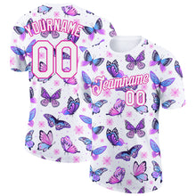 Load image into Gallery viewer, Custom White Pink 3D Pattern Design Butterfly Performance T-Shirt
