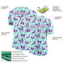 Load image into Gallery viewer, Custom Aqua White-Purple 3D Pattern Design Butterfly Performance T-Shirt