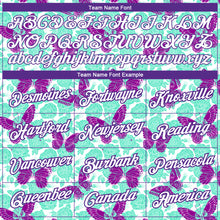 Load image into Gallery viewer, Custom Aqua White-Purple 3D Pattern Design Butterfly Performance T-Shirt