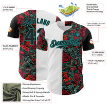 Load image into Gallery viewer, Custom White Black-Teal 3D Pattern Design Vintage Tattoos Authentic Baseball Jersey