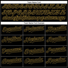 Load image into Gallery viewer, Custom Black Old Gold 3D Pattern Design Vintage Tattoos Authentic Baseball Jersey