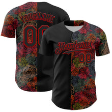 Load image into Gallery viewer, Custom Black Red 3D Pattern Design Vintage Tattoos Authentic Baseball Jersey