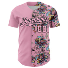 Load image into Gallery viewer, Custom Light Pink Black 3D Pattern Design Vintage Tattoos Authentic Baseball Jersey