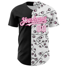 Load image into Gallery viewer, Custom Black White-Hot Pink 3D Pattern Design Vintage Tattoos Authentic Baseball Jersey