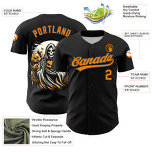Load image into Gallery viewer, Custom Black Bay Orange-Steel Gray 3D Halloween Authentic Baseball Jersey