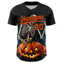 Load image into Gallery viewer, Custom Black Orange 3D Halloween Authentic Baseball Jersey