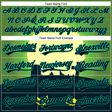 Load image into Gallery viewer, Custom Green Black-Aqua 3D Halloween Authentic Baseball Jersey