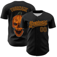 Load image into Gallery viewer, Custom Black Bay Orange 3D Halloween Authentic Baseball Jersey