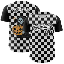 Load image into Gallery viewer, Custom Black White 3D Halloween Authentic Baseball Jersey