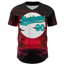 Load image into Gallery viewer, Custom Black Lakes Blue-Green 3D Halloween Authentic Baseball Jersey