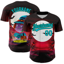 Load image into Gallery viewer, Custom Black Lakes Blue-Green 3D Halloween Authentic Baseball Jersey