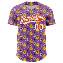 Load image into Gallery viewer, Custom Medium Purple White-Orange 3D Halloween Authentic Baseball Jersey