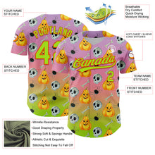 Load image into Gallery viewer, Custom Light Purple Neon Green Light Pink-Orange 3D Halloween Authentic Fade Baseball Jersey