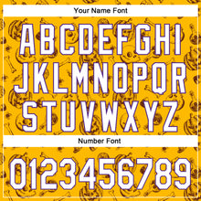 Load image into Gallery viewer, Custom Gold White-Purple 3D Halloween Authentic Baseball Jersey