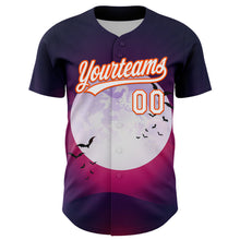 Load image into Gallery viewer, Custom Purple White-Orange 3D Halloween Authentic Baseball Jersey